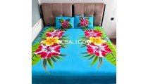 Hot Sale Rayon Bedsheet Hand Painted Floral Design Premium Handmade